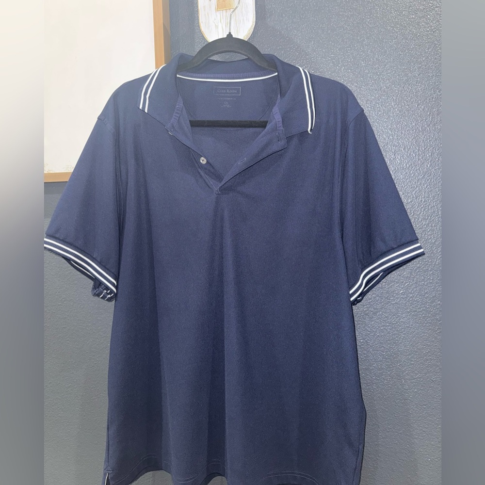 Club Room Navy Polo with White Stripes